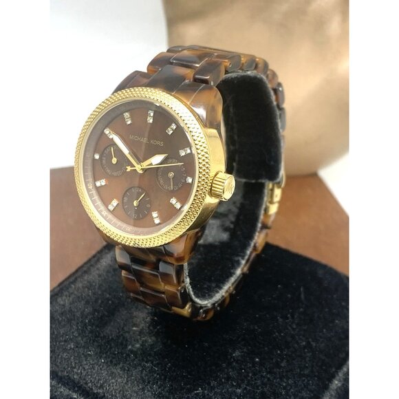 Michael Kors Women's Watch MK5399 Ritz Quartz Gold Tortoise Shell 33mm - Picture 2 of 13